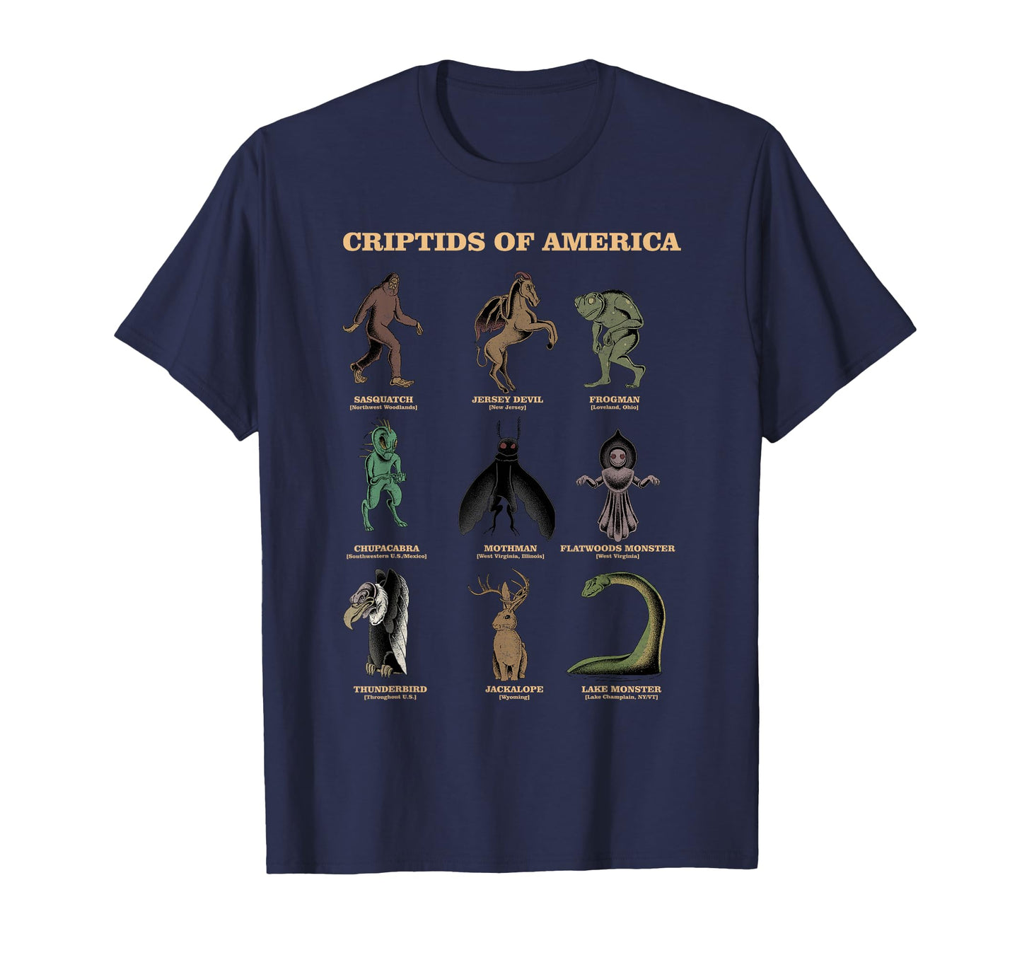 Cryptid Shirt Monster of America Educational Cryptozoology T-Shirt