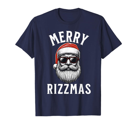 Merry Rizzmas Funny Christmas Teen Boys Kids Men Silly Santa T-Shirt