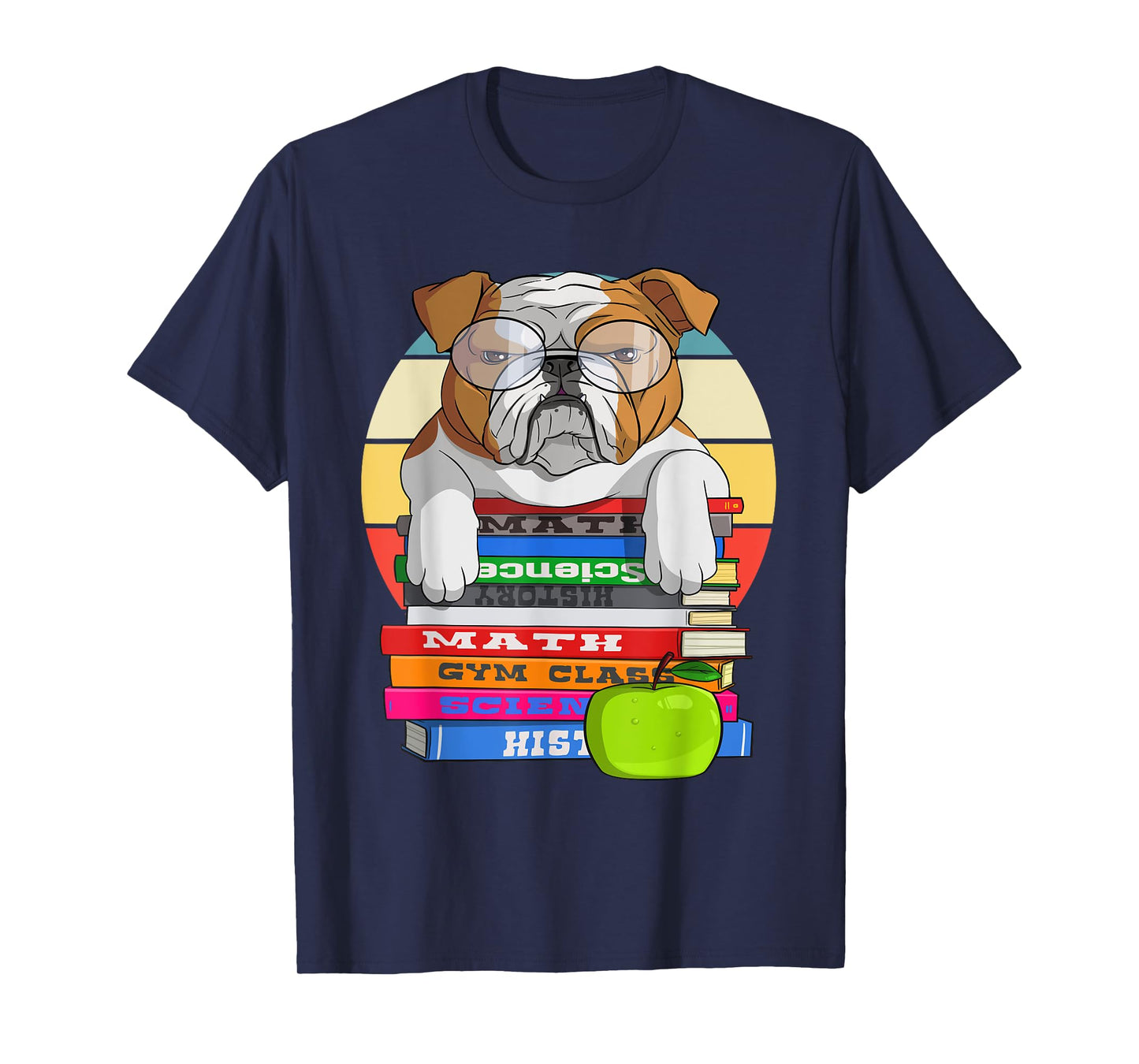 English Bulldog Back To School Book Worm Dog T-Shirt