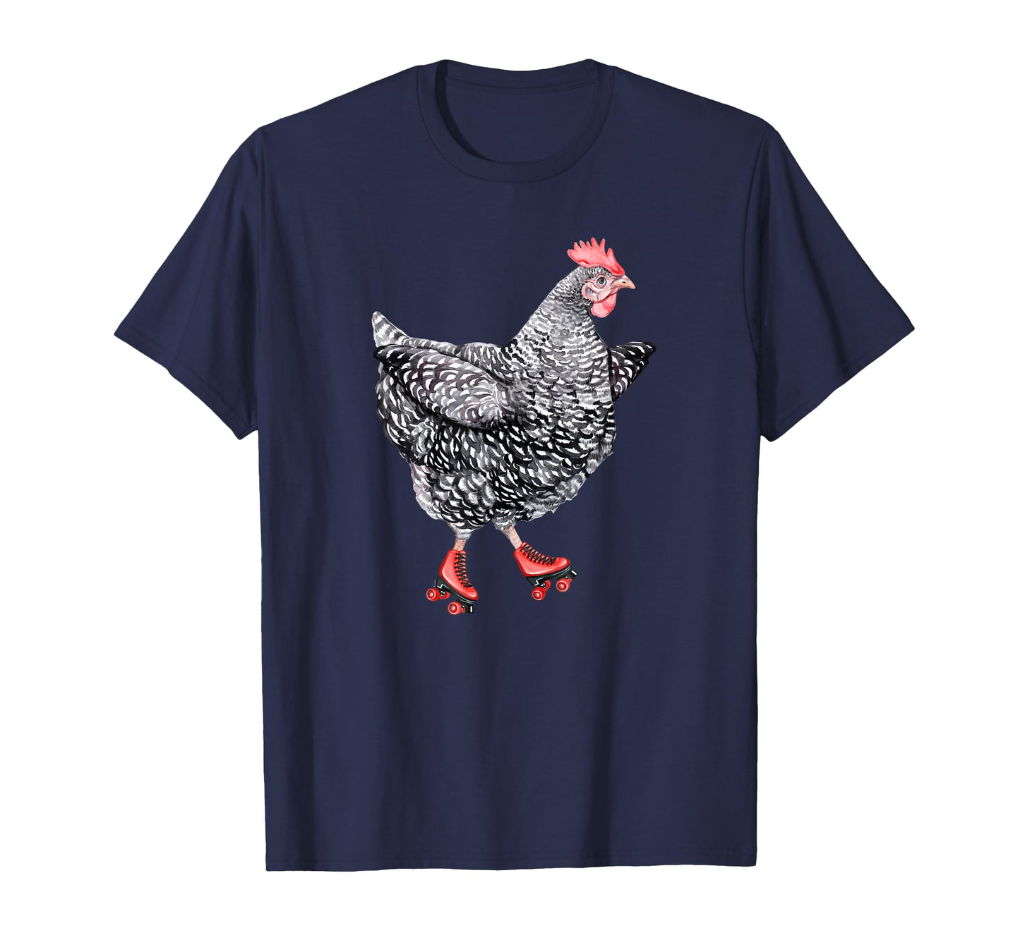 Cute Roller Skating Chicken - Barred Rock Hen Roller Derby T-Shirt