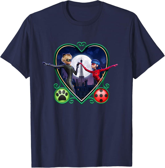 Miraculous Ladybug and Cat Noir The Movie Heart T-Shirt