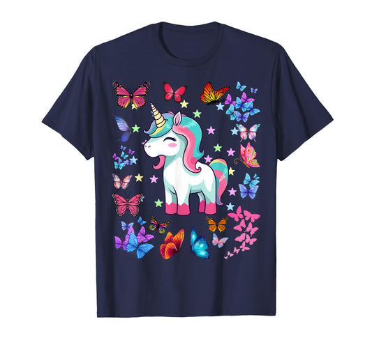 Gifts For Girls Unicorn Butterflies Graphic Tees Kids T-Shirt