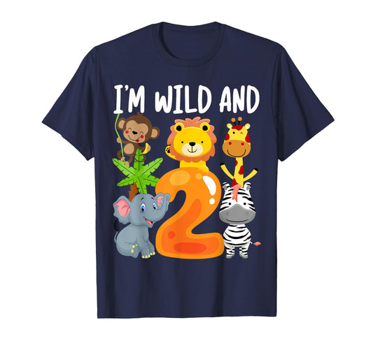 I'm Wild and 2 Two Zoo 2nd Birthday Safari Jungle Animals T-Shirt