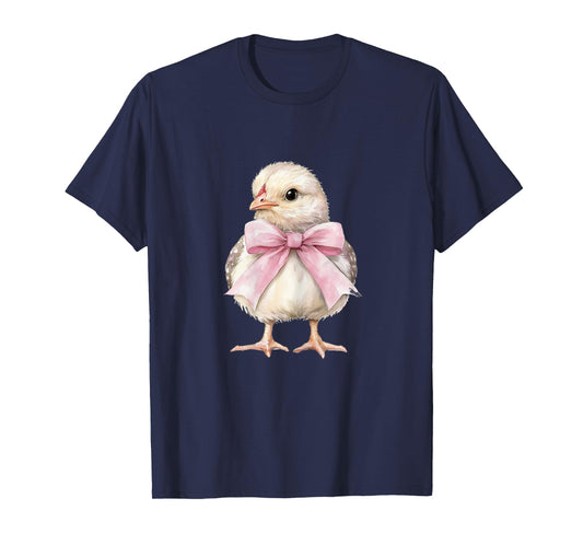 Cute Chicken Pink Coquette Bow Chick Dainty Bow Ribbon T-Shirt