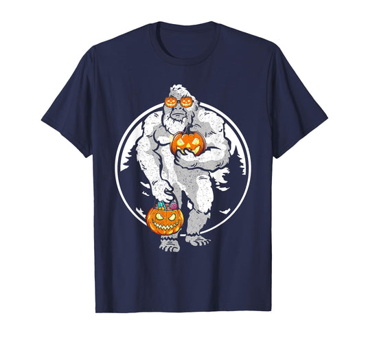 Bigfoot Yeti Pumpkin Candy Funny Halloween Sasquatch Costume T-Shirt