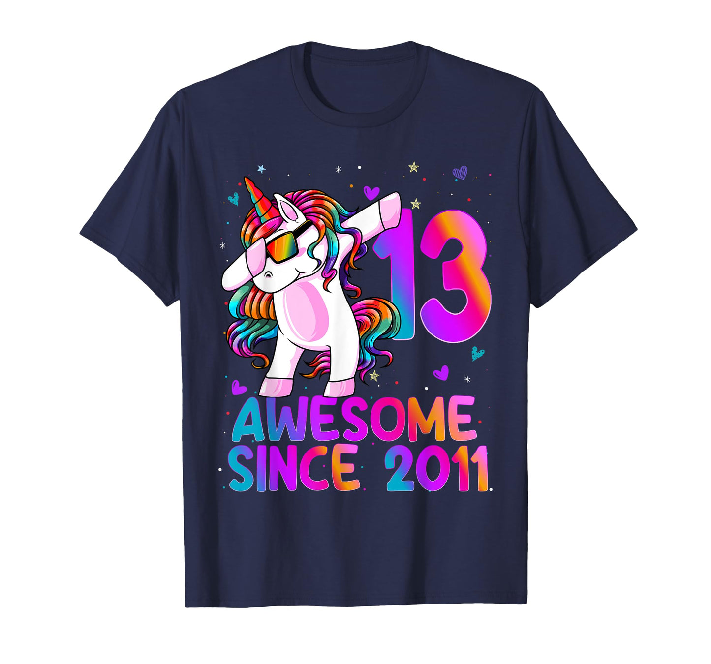 Dabbing Unicorn 13 Year Old 13th Birthday Girl Unicorn Party T-Shirt