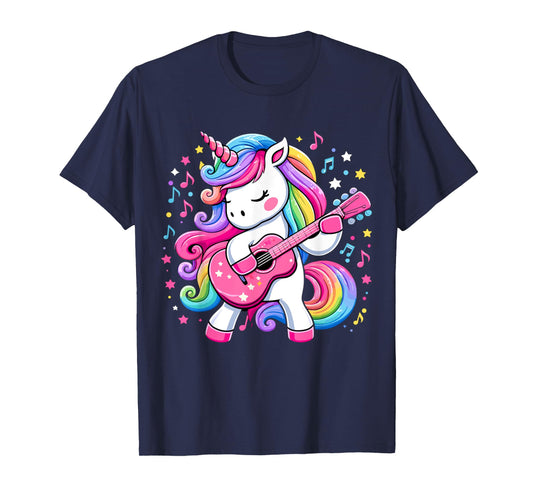 Unicorn Birthday Party Playing Guitar Music T-Shirt