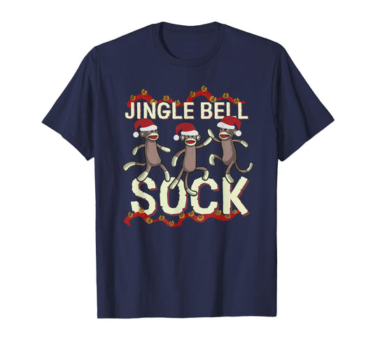 Jingle Bell Sock Funny Sock Monkey Christmas T-Shirt