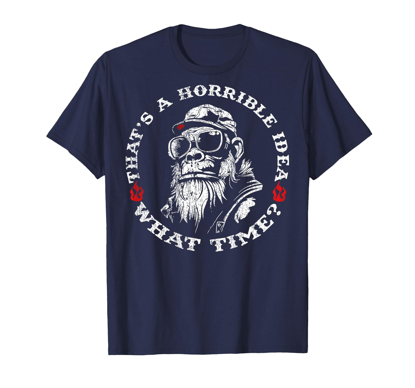 (ON Back) Retro That's A Horrible Idea What Time Monkey T-Shirt