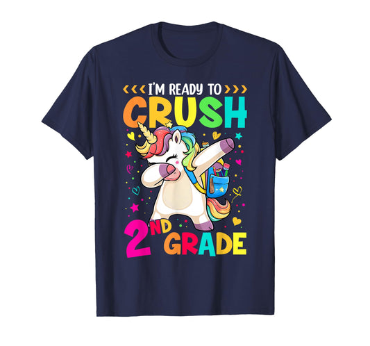 Crush 2nd Grade Dabbing Unicorn Back to School Girls Kids T-Shirt