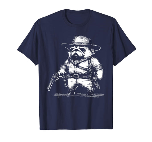 Vintage Cowboy Pug Dog Western Mummy French Bulldog Meme T-Shirt