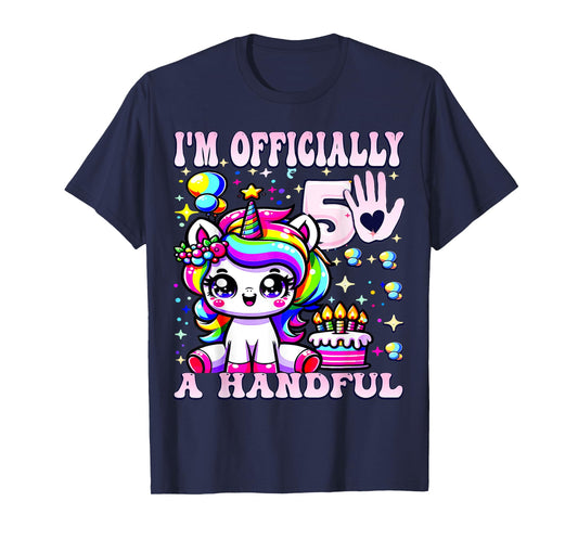 I'm Officially a Handful Birthday 5th Unicorn for girls T-Shirt