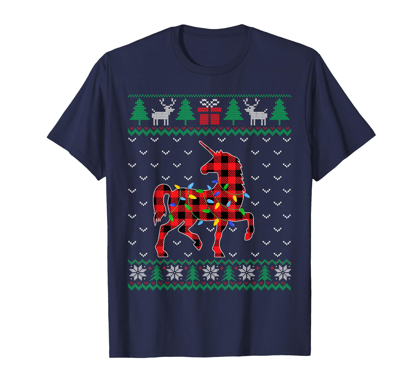 Unicorn Christmas Tree Lights Decoration Xmas Sweater Ugly T-Shirt
