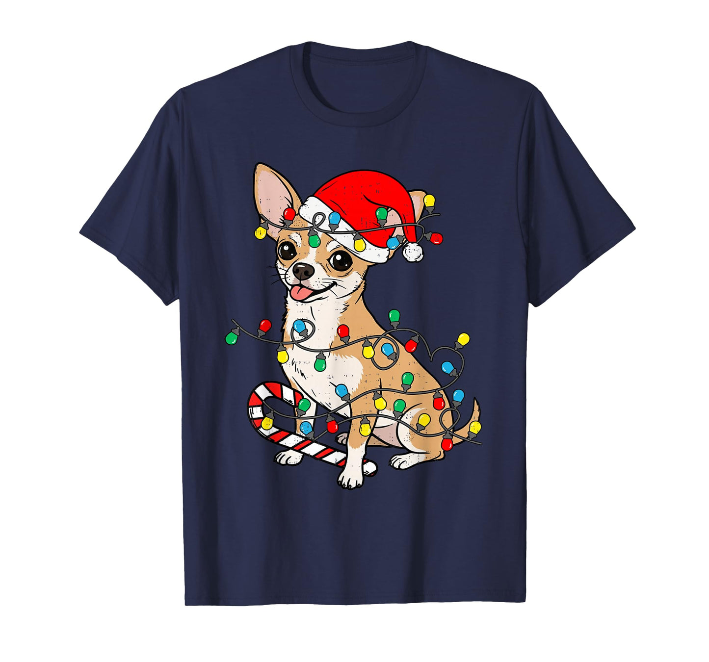 Chihuahua Dog Christmas Lights Santa Xmas Pet Dog Lover T-Shirt