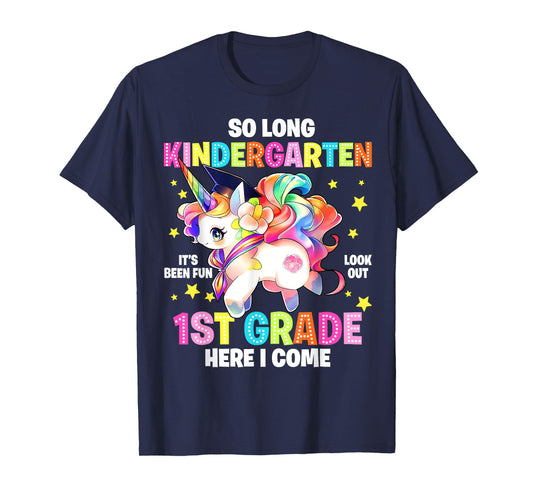 So Long Kindergarten Graduation 1st Grade Unicorn Girls Kids T-Shirt