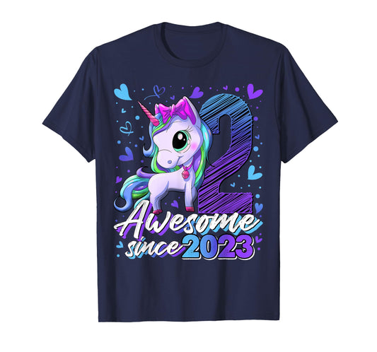 2 Year Old Gifts For Girls 2nd Birthday Girl Unicorn T-Shirt