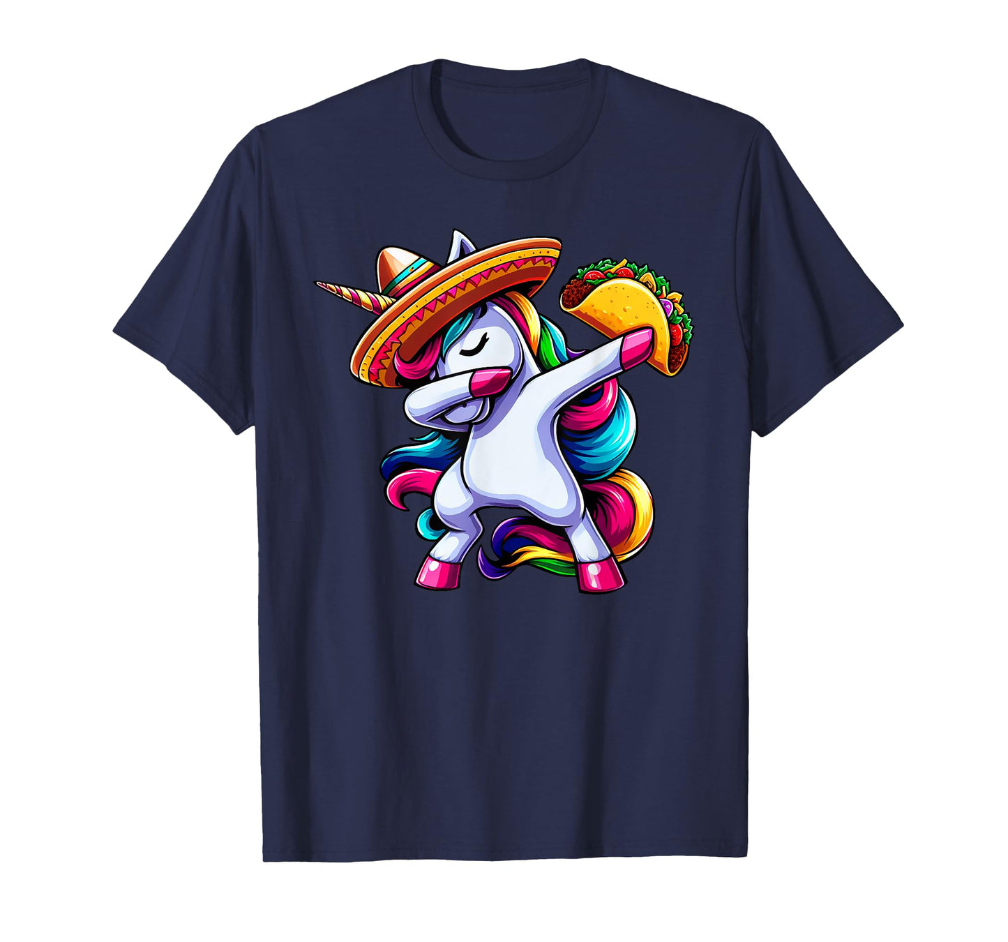 Cinco De Mayo Funny Dabbing Unicorn Sombrero Mexican Kids T-Shirt