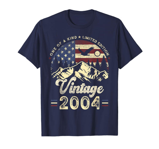 Vintage 2004 American Flag Patriotic Eagle 21st Birthday T-Shirt