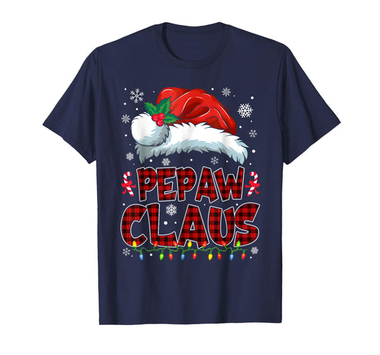 Pepaw Claus Christmas Lights Pajama Family Group Matching T-Shirt