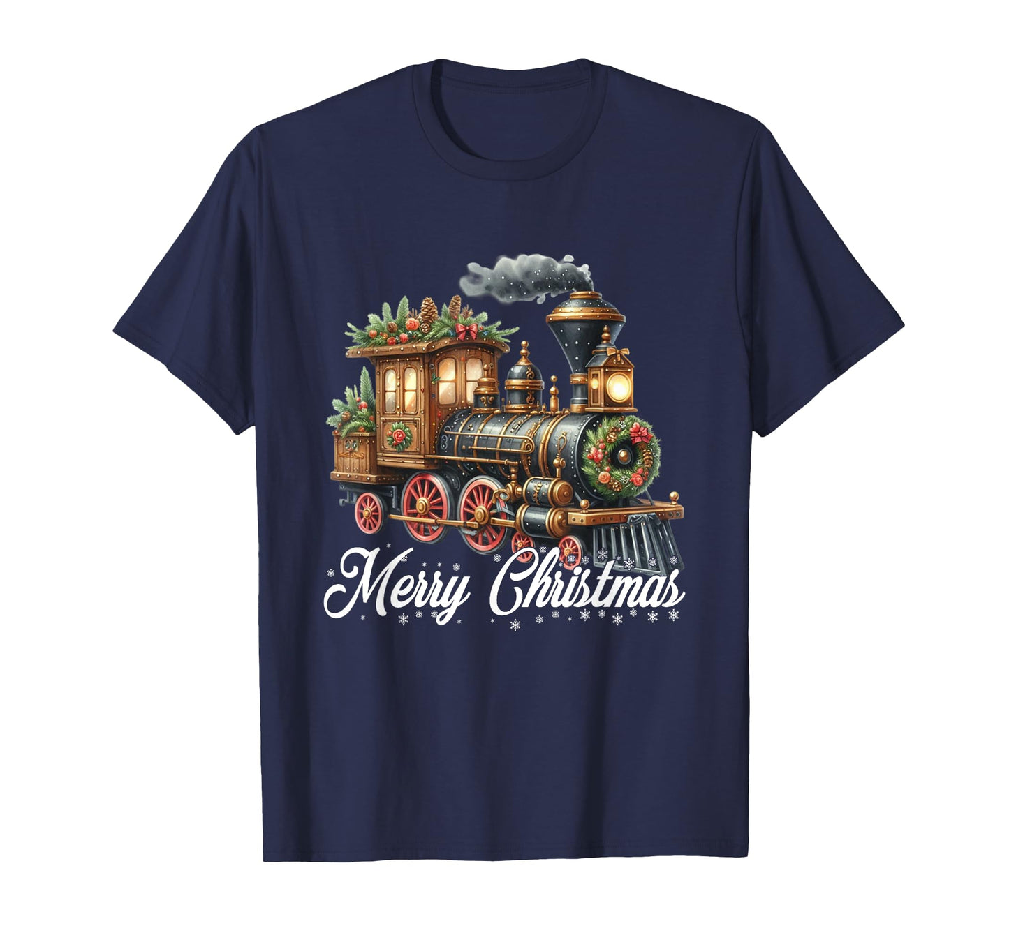 Merry Christmas Steam Train Locomotive Family Pajamas T-Shirt