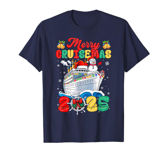 Merry Cruisemas 2025 Christmas Santa Groovy Cruise Ship T-Shirt