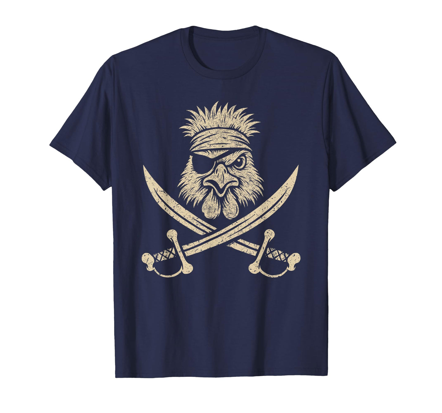 Vintage Pirate Silkie Chicken and Crossbones Farm Animal T-Shirt