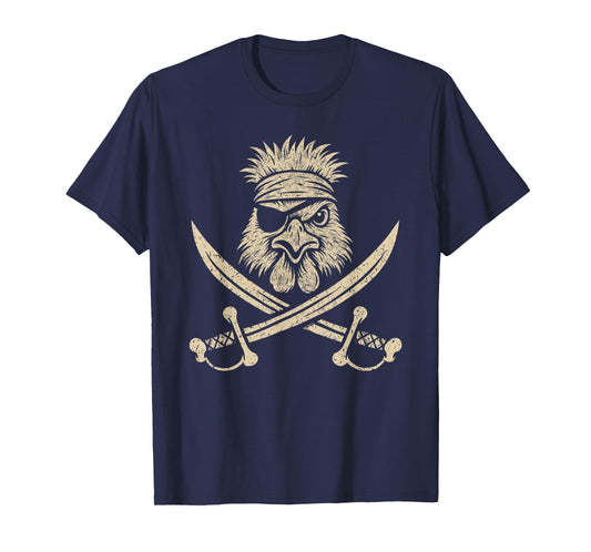 Vintage Pirate Silkie Chicken and Crossbones Farm Animal T-Shirt