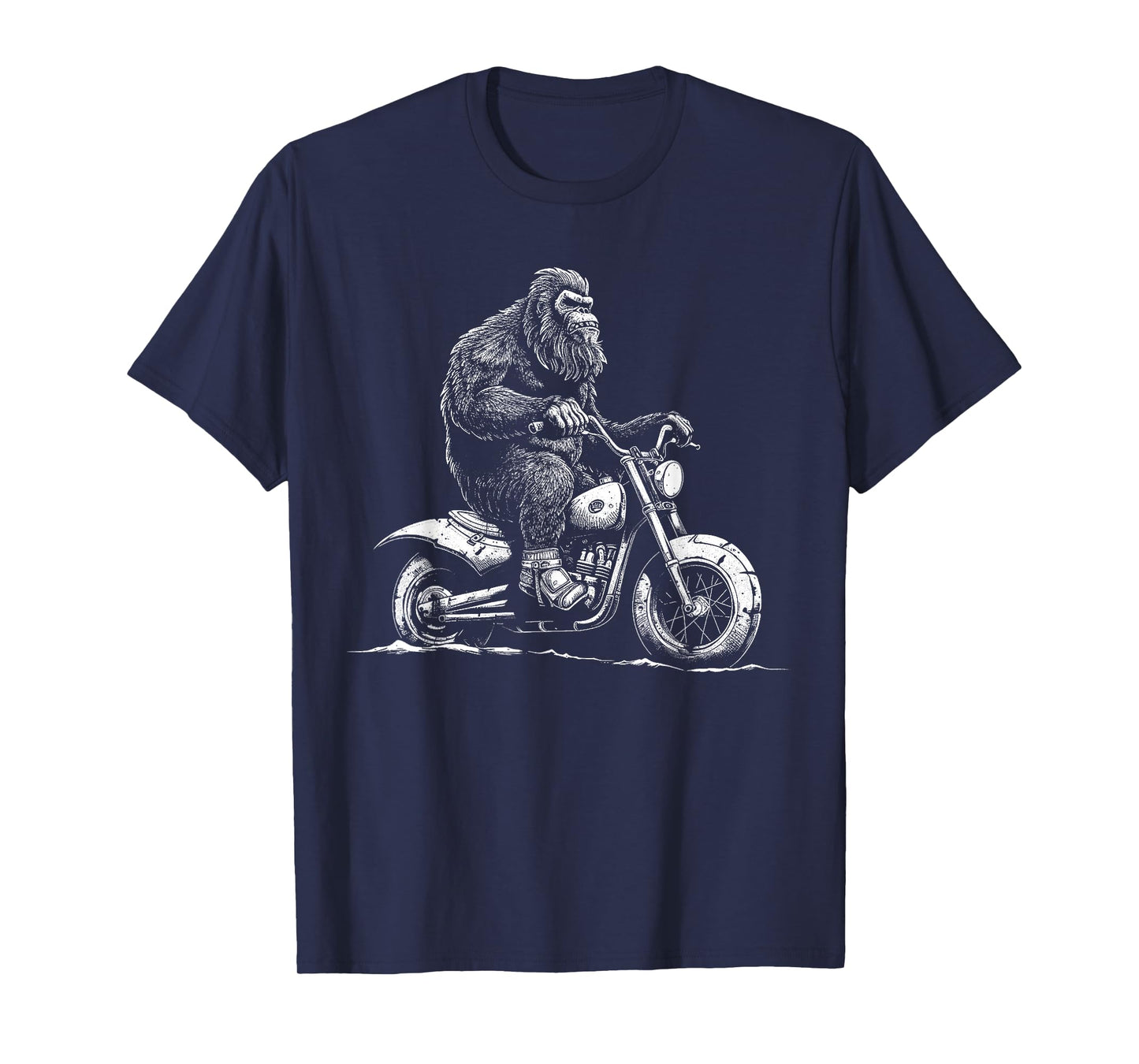 Bigfoot Riding A Motorcycle Bike Funny Sasquatch Men Women T-Shirt