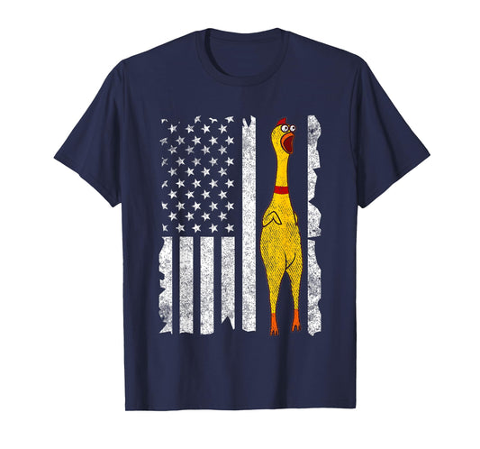 Funny Rubber Chicken Vintage American US Flag Men & Women T-Shirt