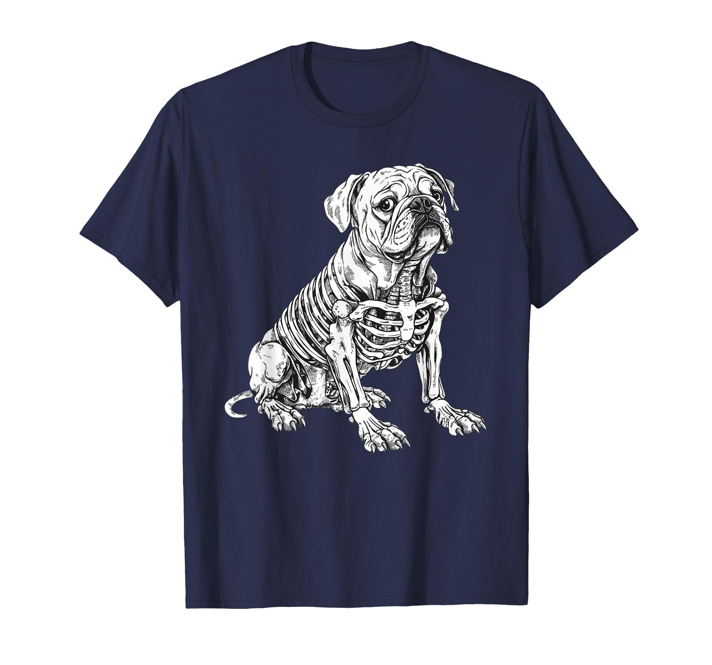 English Bulldog Dog Skeleton Halloween T-Shirt