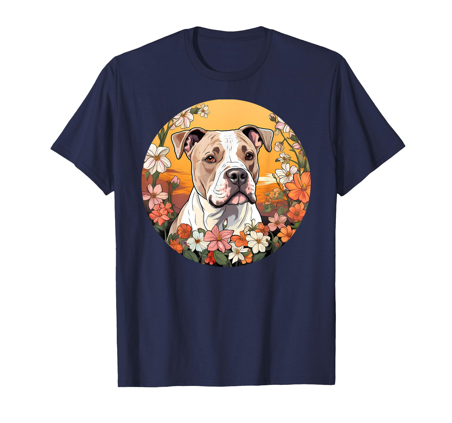 Cute American Bulldog Mountain Flower Meadow Dog Mom T-Shirt for Men Women Kids