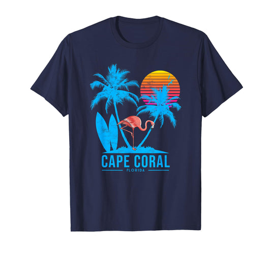Cape Coral Florida. Flamingo and palm trees tropical sunset T-Shirt