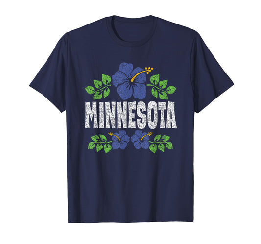 Minnesota Flowers Distressed Color Print T-Shirt