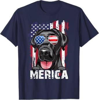 Merica Labrador Retriever American Flag 4th July USA Lab Dog T-Shirt for Women Girls Kids Men