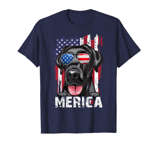 Merica Labrador Retriever American Flag 4th July USA Lab Dog T-Shirt for Women Girls Kids Men