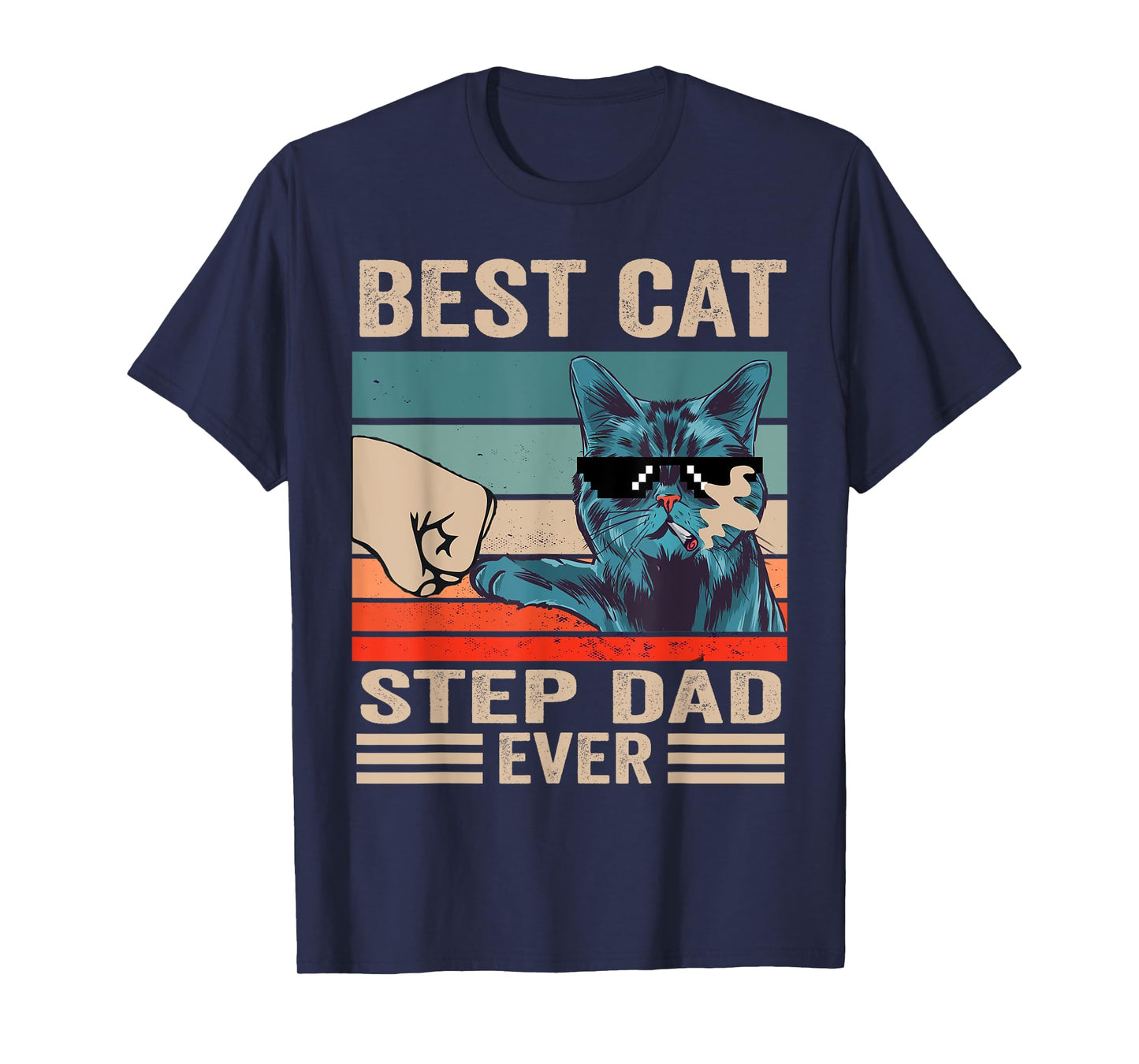 Vintage Best Cat step dad Ever bump fist father's day Gifts T-Shirt