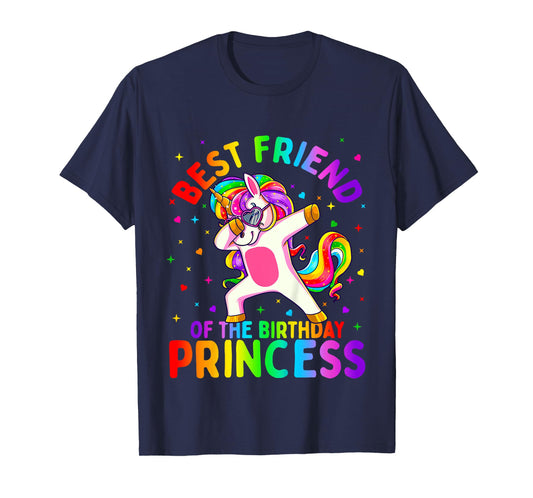 Best Friend of the Birthday Princess Girl Dabbing Unicorn T-Shirt