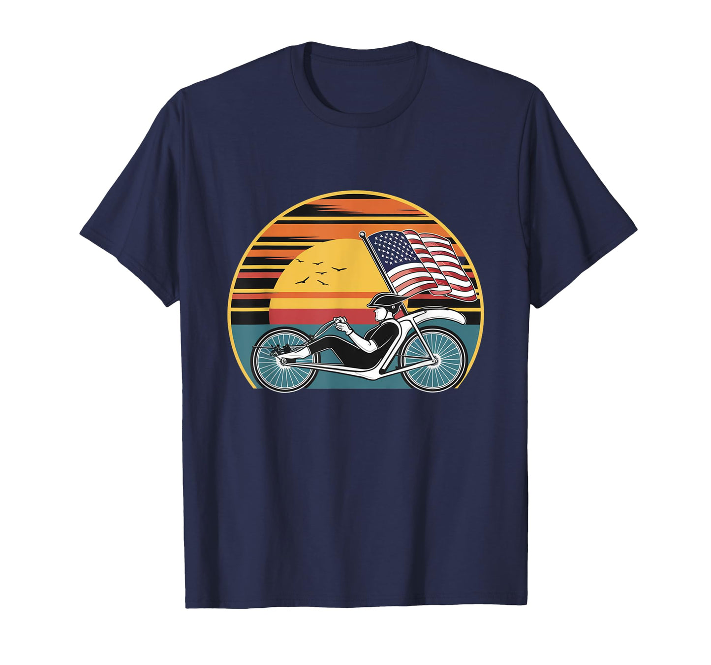 Vintage Recumbent Trike American Flag T-Shirt