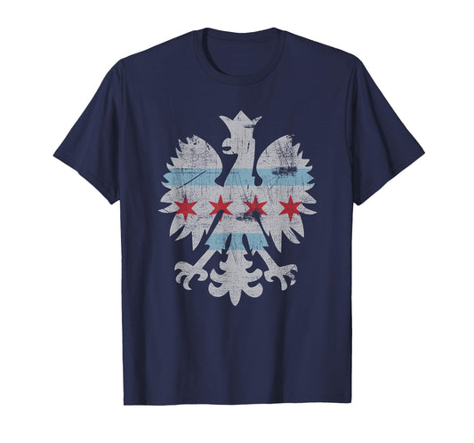 Chicago Flag Polish Poland Eagle Vintage Shirt T-Shirt