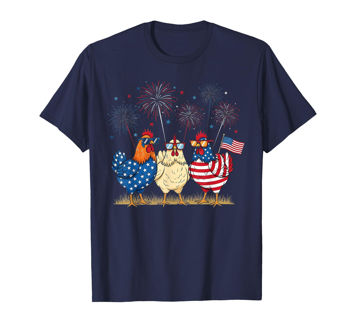 Patriotic Chicken Squad July 4th Humor American Flag Women T-Shirt