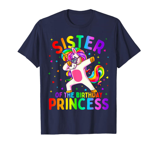 Sister of the Birthday Princess Girl Dabbing Unicorn T-Shirt