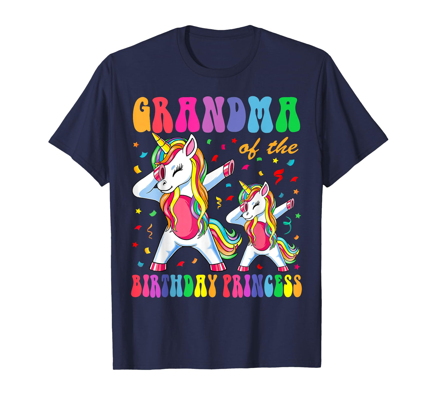 Grandma of the Birthday Princess Girl Dabbing Unicorn Family T-Shirt