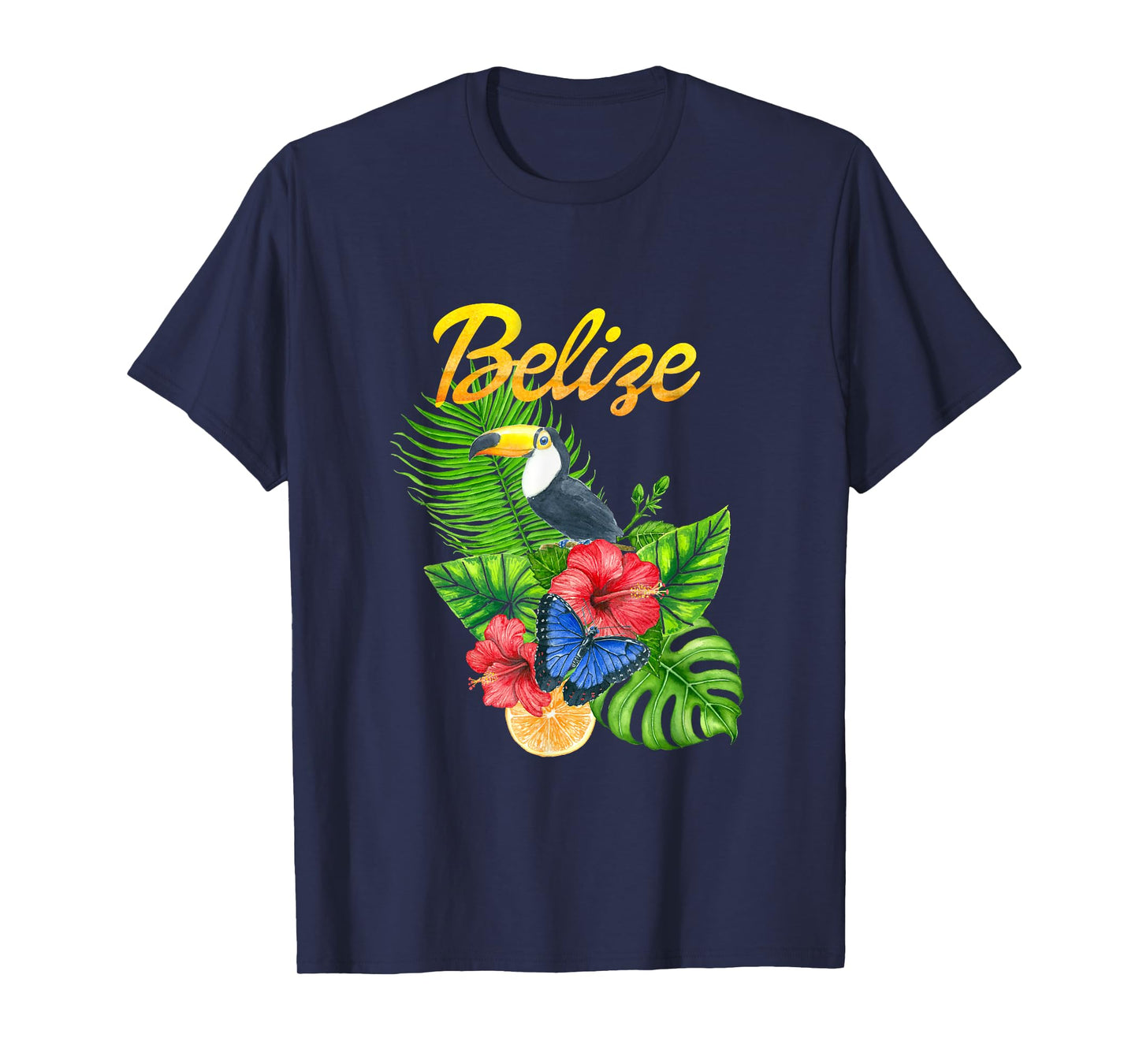 Toucan Bird Tropical Flowers Belize Travel Souvenir T-Shirt