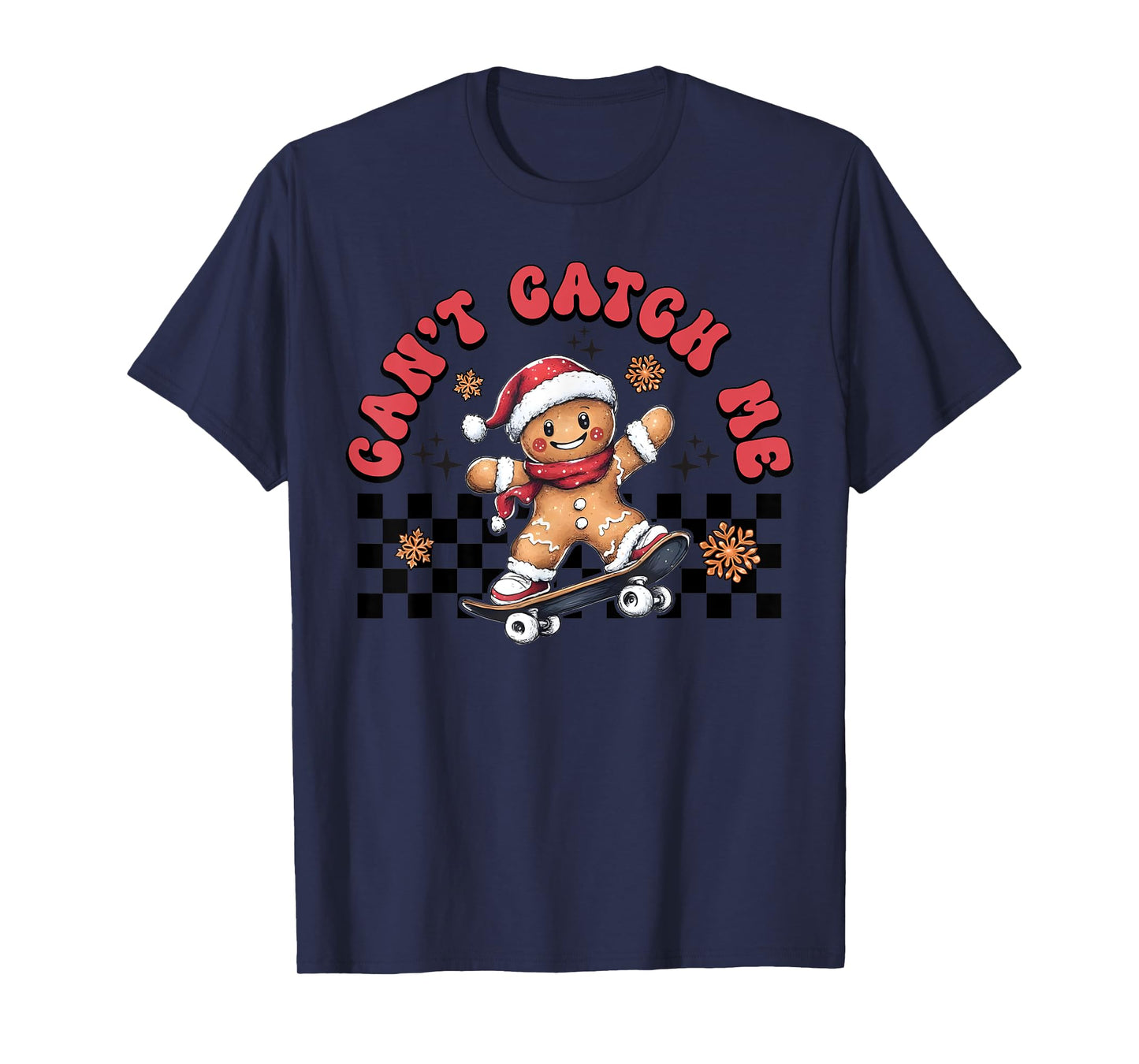 Retro Groovy Can't Catch Me Christmas Gingerbread Man Kids T-Shirt