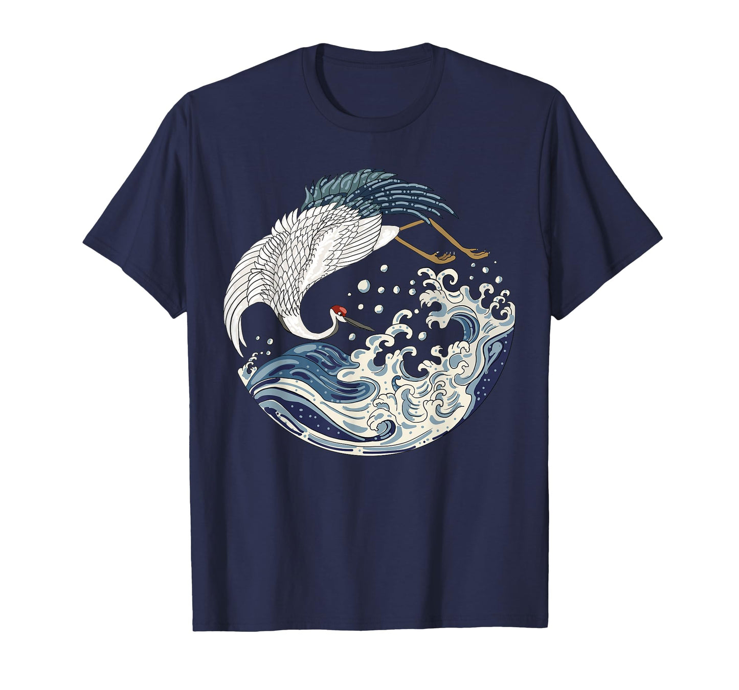Japanese Vintage Art The Great Wave Sea Crane Bird T-Shirt