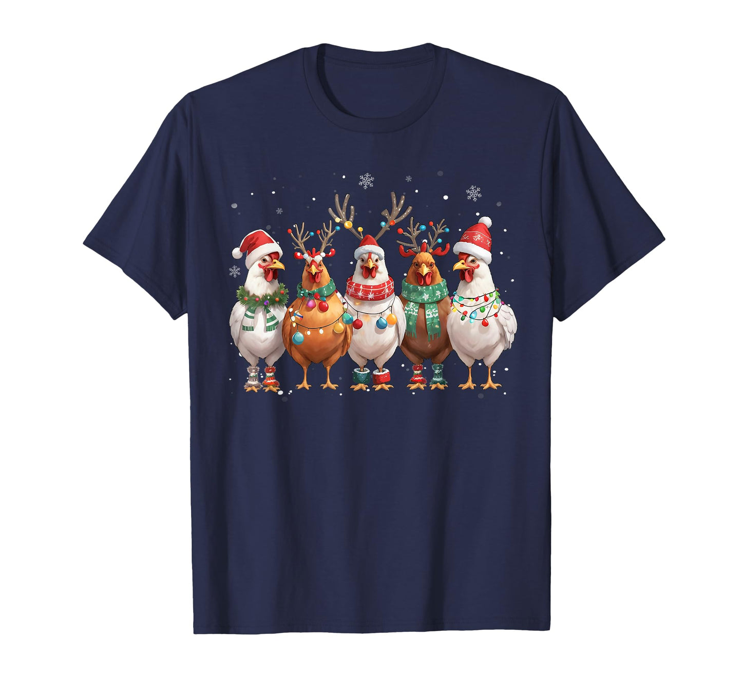 Christmas Lights Chicken Santa Funny Xmas Tree T-Shirt
