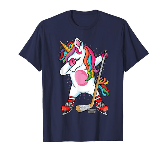 Dabbing Unicorn Ice Hockey Kids Boys Girls funny ice Hockey T-Shirt