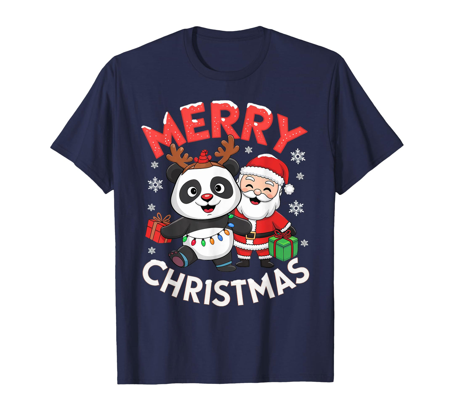 Cute Xmas Panda Santa on Panda Christmas T-Shirt