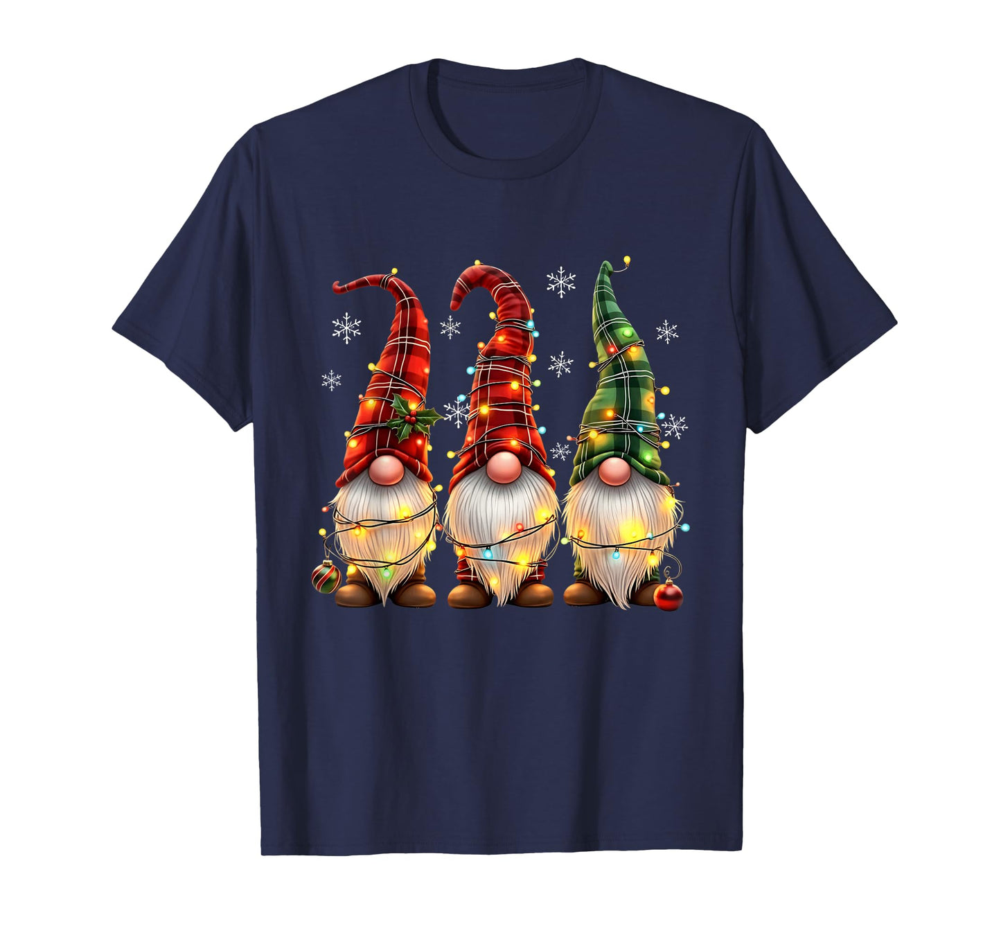 Three Gnomes Men Women Buffalo Plaid Red Christmas T-Shirt