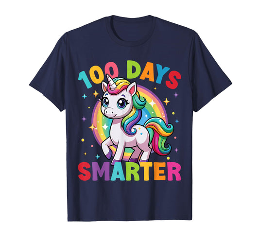 100 Days Smarter 100 Days Of School Unicorn Girl T-Shirt